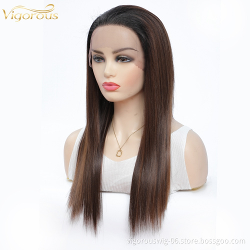 Vigorous wholesale soft straight high quality natural highlight hair synthetic heat resistant fiber for african american women